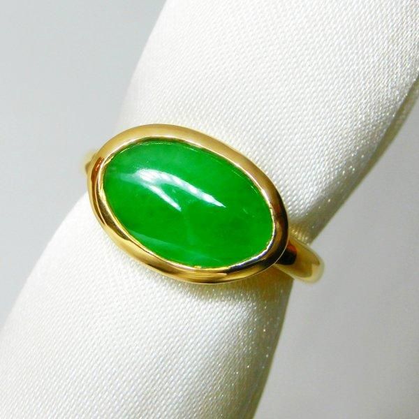 ひすい・翡翠ハンドメイドリング JA 1.80ct K18YG GGSJ鑑別書付 ひすい・翡翠ハンドメイドリング JA 1.80ct K18YG GGSJ鑑別書付