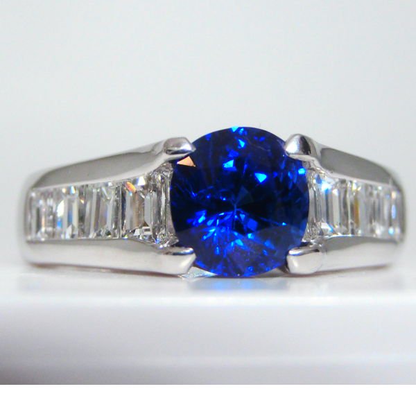 ロイヤルブルーカラーサファイア ダイヤモンドリング SA 1.28ct D 0.60ct Pt900 GIA鑑別書付