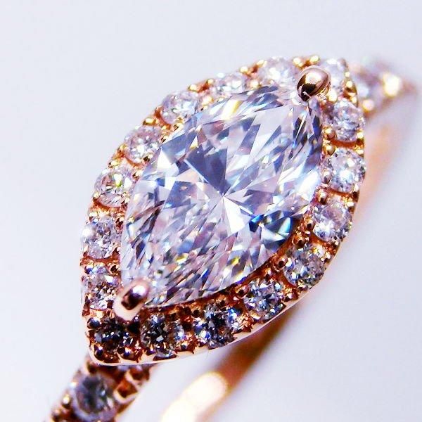 マーキスカットダイヤモンドリング D 0.30ct D-VS2 0.27ct K18PG マーキスカットダイヤモンドリング D 0.30ct D-VS2 0.27ct K18PG