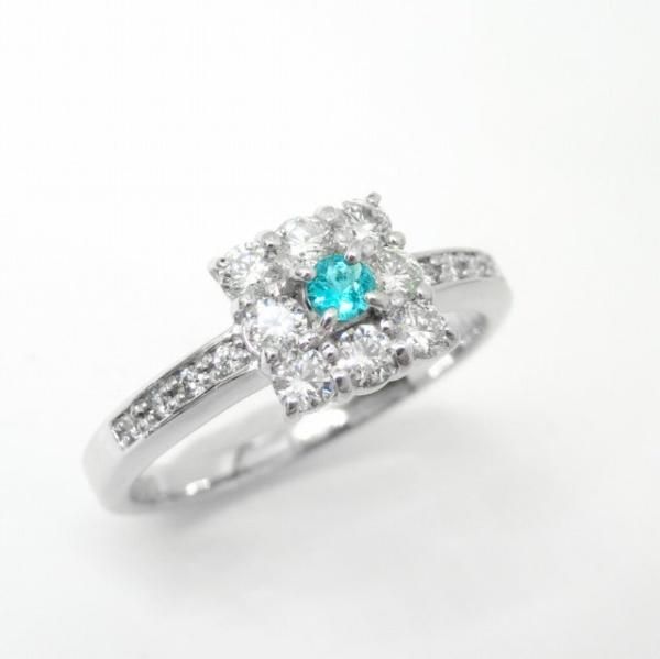 JH220★最高級 非加熱ブラジル産パライバ0.25ct D pt リング 鑑付 ブラジル産非加熱パライバトルマリン ダイヤモンドリング PA