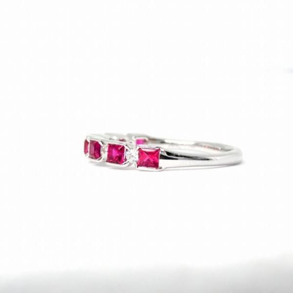 ルビー ダイヤモンドハーフエタニティリング R 0.68ct D 0.15ct