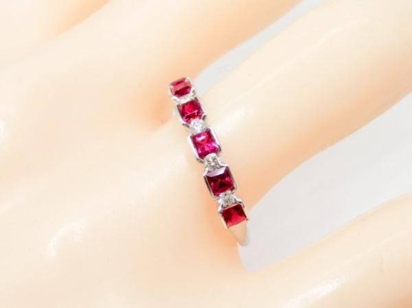 ルビー ダイヤモンドハーフエタニティリング R 0.68ct D 0.15ct