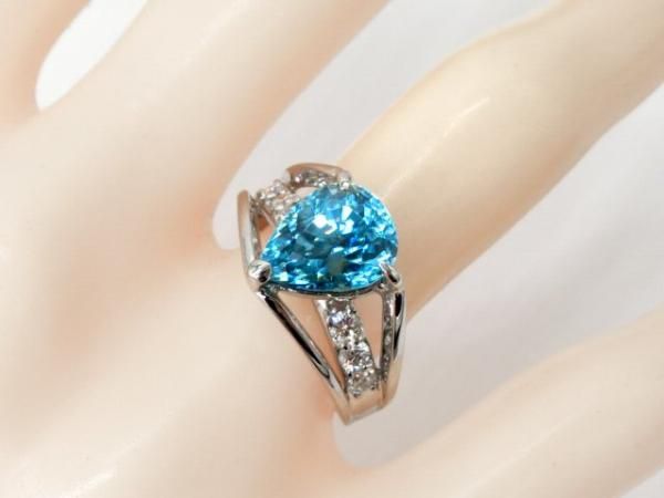 ブルージルコン ダイヤモンドリング ZI 4.55ct D 0.31ct Pt950 ブルージルコン ダイヤモンドリング ZI 4.55ct D 0.31ct Pt950