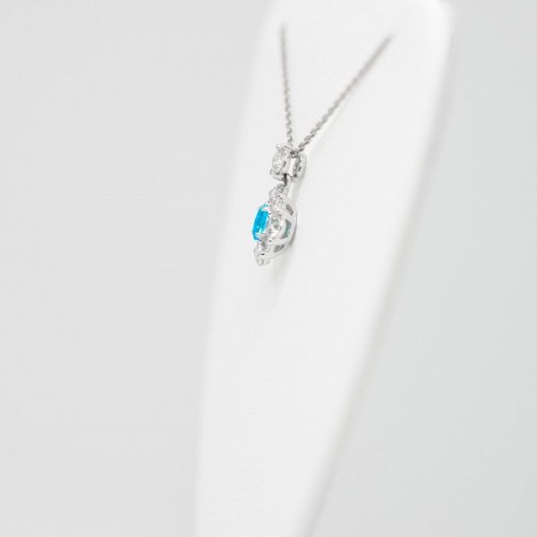 ブラジル産パライバトルマリン ダイヤモンドネックレス PA 0.11ct D 0.37ct 45cm Pt900 GIA鑑別書付 BOUTIQUE  LINE