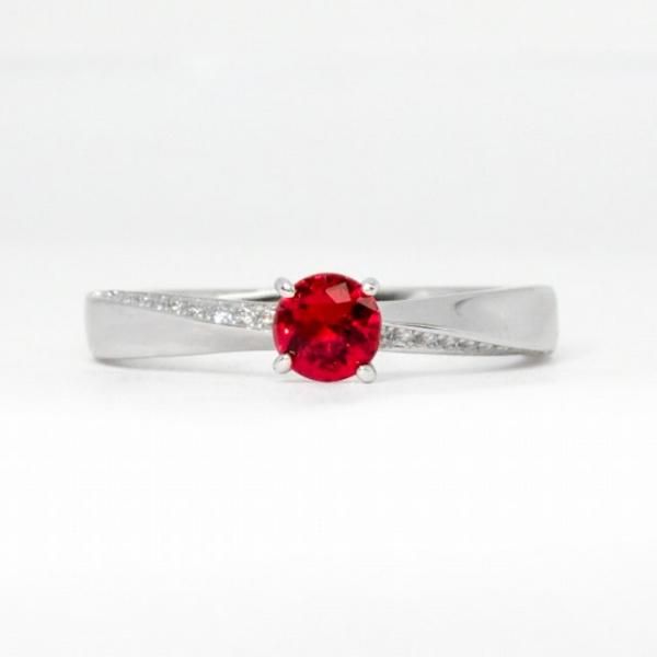 非加熱ルビーリング 非加熱ルビー ダイヤモンドリング R 0.33ct D 0.07ct Pt900 AIGS