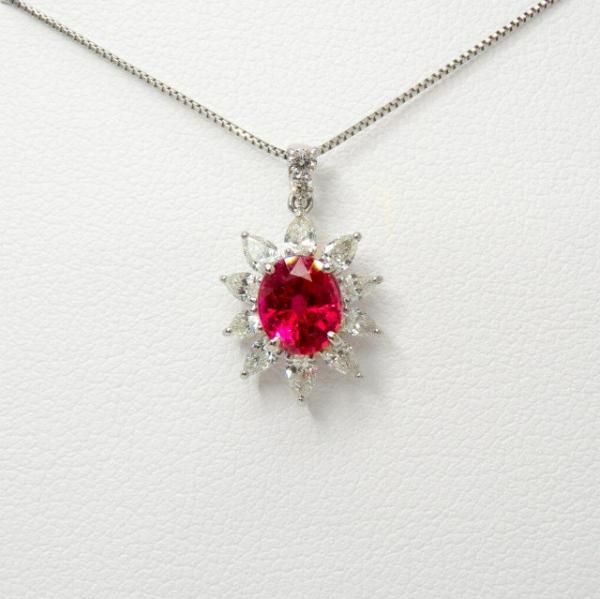 非加熱ルビー ペアシェイプダイヤモンドネックレス R 1.22ct D 非加熱ルビー ペアシェイプダイヤモンドネックレス R 1.22ct D