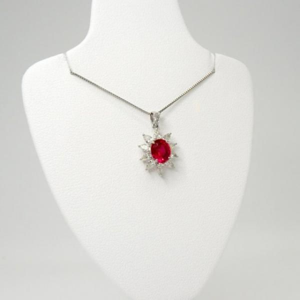 非加熱ルビー ペアシェイプダイヤモンドネックレス R 1.22ct D 非加熱ルビー ペアシェイプダイヤモンドネックレス R 1.22ct D