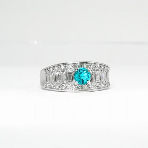 ブラジル産ラウンドパライバトルマリン ダイヤモンドリング PA 0.303ct