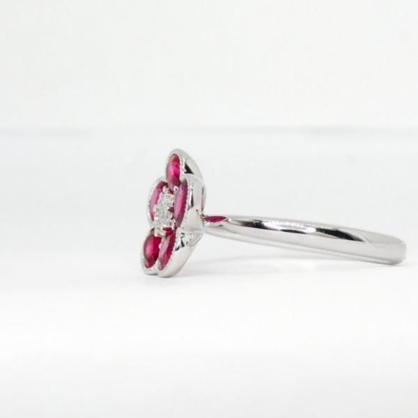 ルビー ダイヤモンド フラワーモチーフリング R 1.61ct D 0.10ct ルビー ダイヤモンド フラワーモチーフリング R 1.61ct D 0.10ct
