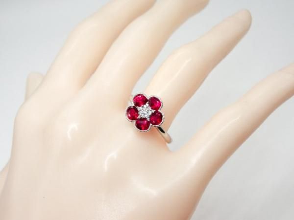 ルビー ダイヤモンド フラワーモチーフリング R 1.61ct D 0.10ct ルビー ダイヤモンド フラワーモチーフリング R 1.61ct D 0.10ct