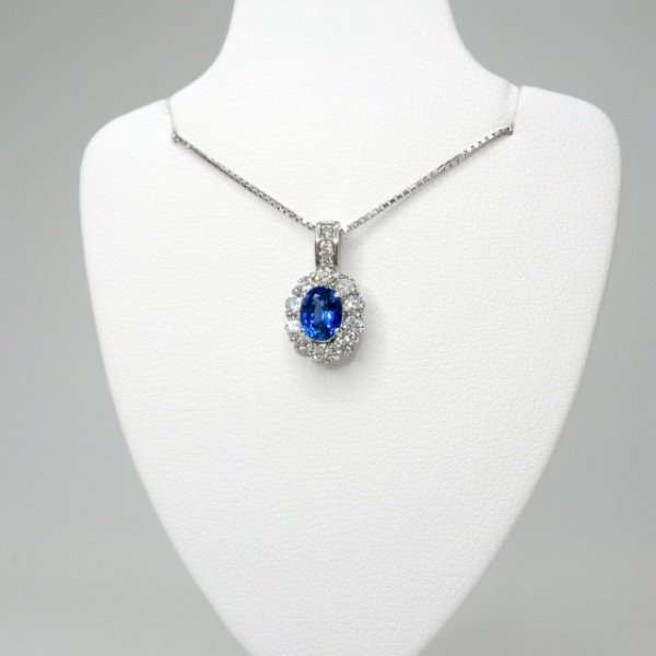 ブルーサファイア ダイヤモンドネックレス SA 1.05ct D 0.61ct 45cm Pt950 AIGS鑑別書付