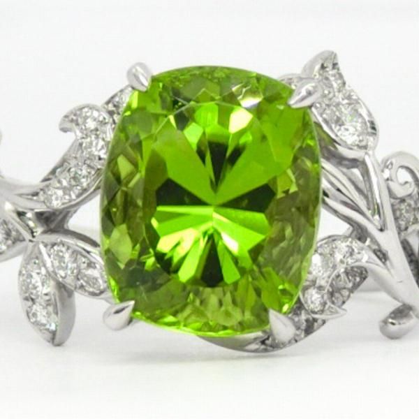 ペリドット ダイヤモンドリング PE 3.643ct D 0.199ct Pt900 日独宝石