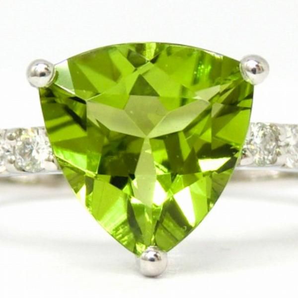 トリリアントペリドット ダイヤモンドリング PE 1.52ct D 0.21ct