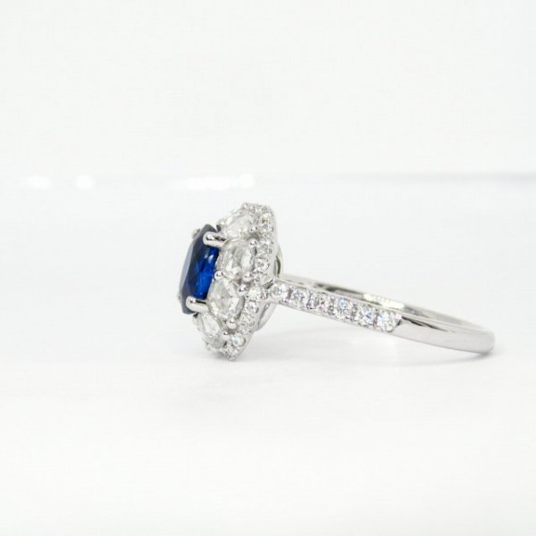 サファイア ローズカットダイヤモンドリング SA 0.95ct D 0.68ct K18WG BOUTIQUE LINE