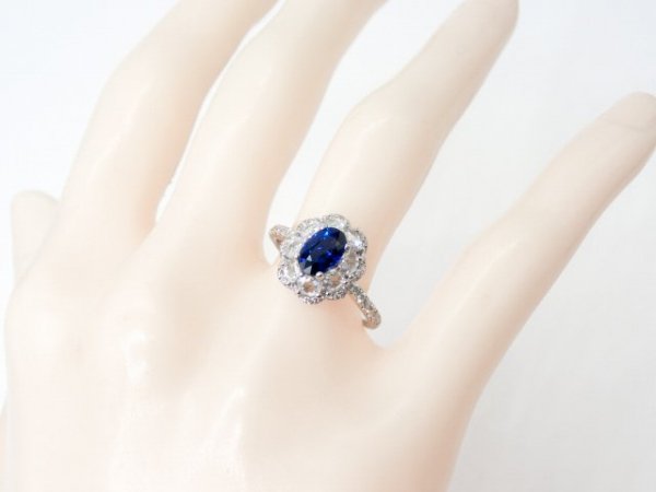 サファイア ローズカットダイヤモンドリング SA 0.95ct D 0.68ct K18WG BOUTIQUE LINE