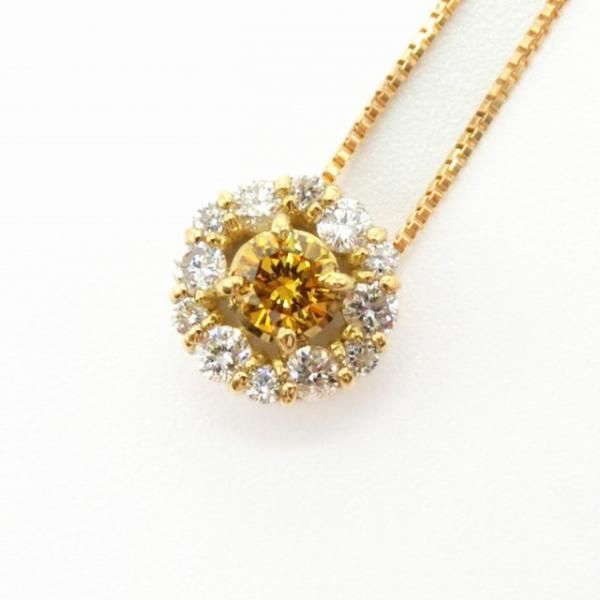 ディープオレンジイエローダイヤモンドネックレス D 0.128ct FDOY-I1 0.18ct 45cm K18YG AGT鑑定書付