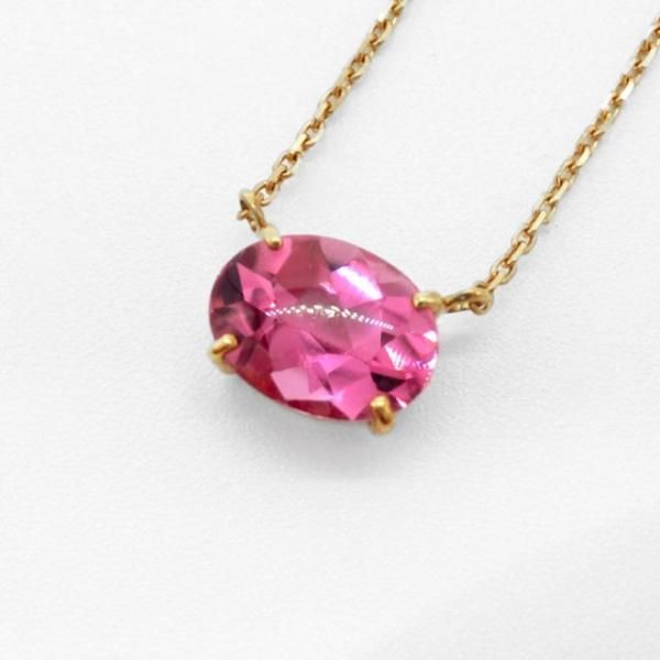 バフトップ ピンクトルマリンネックレス TR 1.22ct 45cm K18YG バフトップ ピンクトルマリンネックレス TR 1.22ct 45cm K18YG