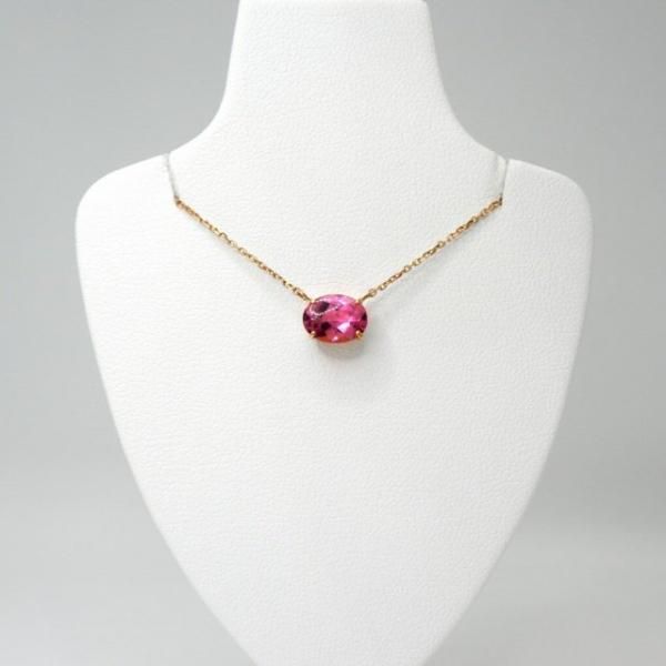 バフトップ ピンクトルマリンネックレス TR 1.22ct 45cm K18YG バフトップ ピンクトルマリンネックレス TR 1.22ct 45cm K18YG
