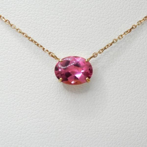 バフトップ ピンクトルマリンネックレス TR 1.22ct 45cm K18YG バフトップ ピンクトルマリンネックレス TR 1.22ct 45cm K18YG