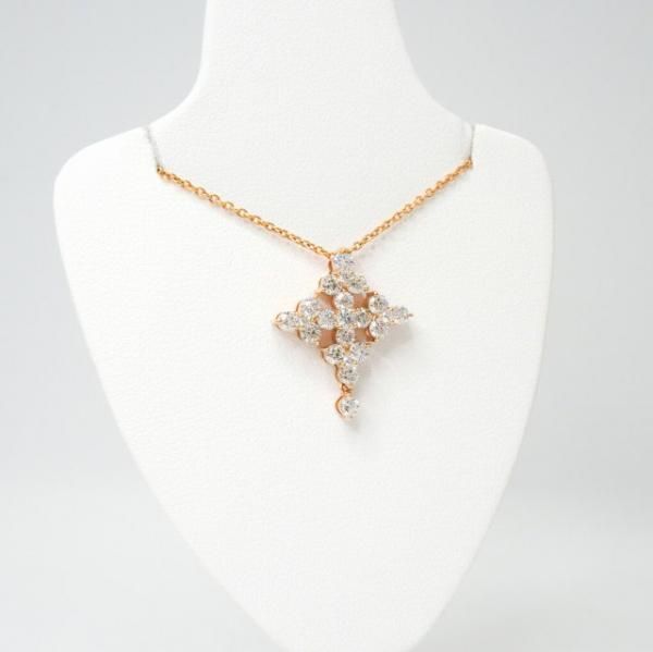 【楽天スーパーセール】 クロスモチーフダイヤモンドネックレス D 1.25ct 45cm K18PG ピンクゴールド