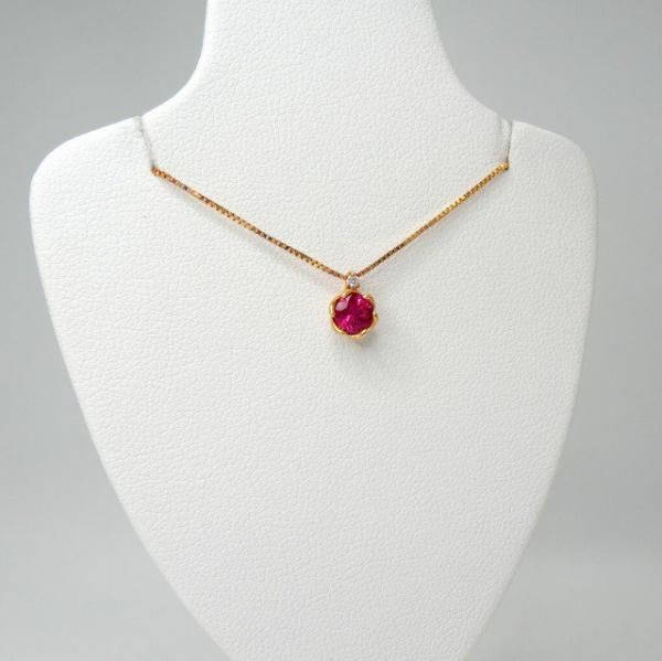 ルビー ダイヤモンドネックレス R 0.35ct D 0.01ct 45cm K18YG ルビー ダイヤモンドネックレス R 0.35ct D 0.01ct 45cm K18YG