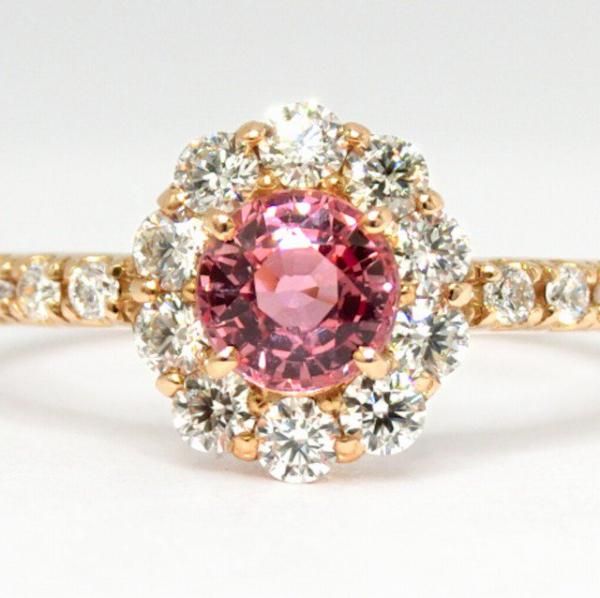 パパラチアサファイア ダイヤモンドリング PDS 0.47ct D 0.36ct