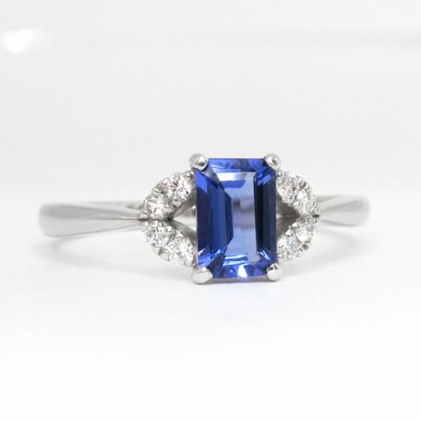 エメラルドカットタンザナイト ダイヤモンドリング TA 0.60ct D