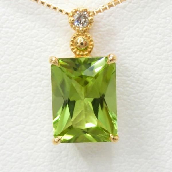ペリドット0.52ct ネックレス ペリドット ダイヤモンドネックレス PE 1.58ct D 0.01ct 45cm K18YG 日