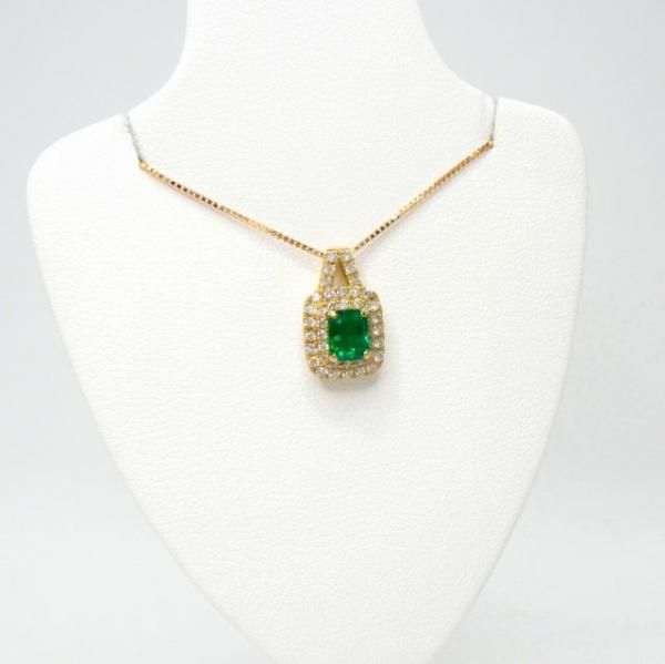 初売り 福袋 コロンビア産エメラルド ダイヤモンドネックレス EM 0.65ct F-1 ネックレス・ペンダント