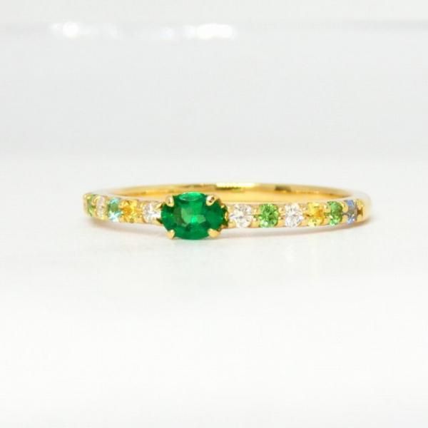 エメラルド カラーサファイア ダイヤモンドリング EM 0.12ct SA エメラルド カラーサファイア ダイヤモンドリング EM 0.12ct SA