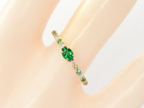 エメラルド カラーサファイア ダイヤモンドリング EM 0.12ct SA エメラルド カラーサファイア ダイヤモンドリング EM 0.12ct SA