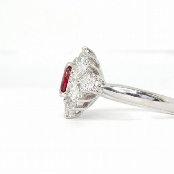 ルビー ペアシェイプダイヤモンドリング R 1.29ct D 1.32ct Pt900 BOUTIQUE LINE