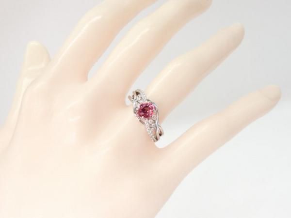 非加熱パパラチアサファイア ダイヤモンドリング PDS 0.86ct D 0.19ct