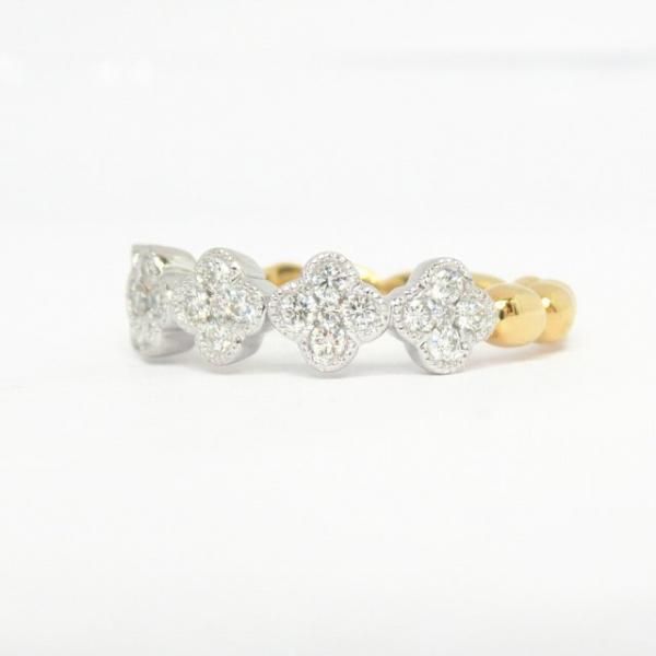期間限定30％OFF! クローバーモチーフダイヤモンドリング K18WG/YG 0.34ct D アクセサリー