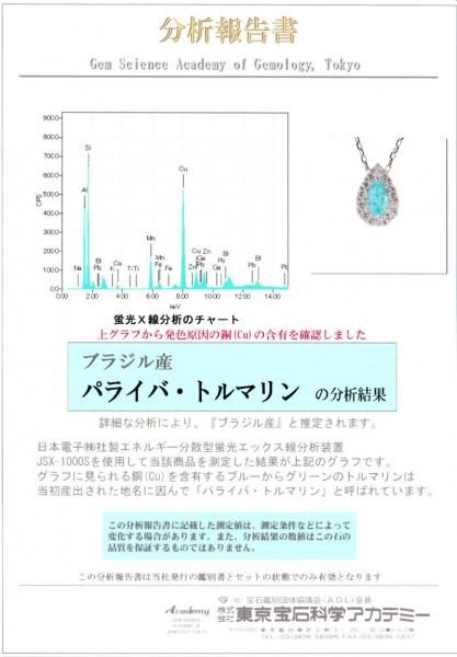 ブラジル産パライバトルマリン ダイヤモンドネックレス PA 0.15