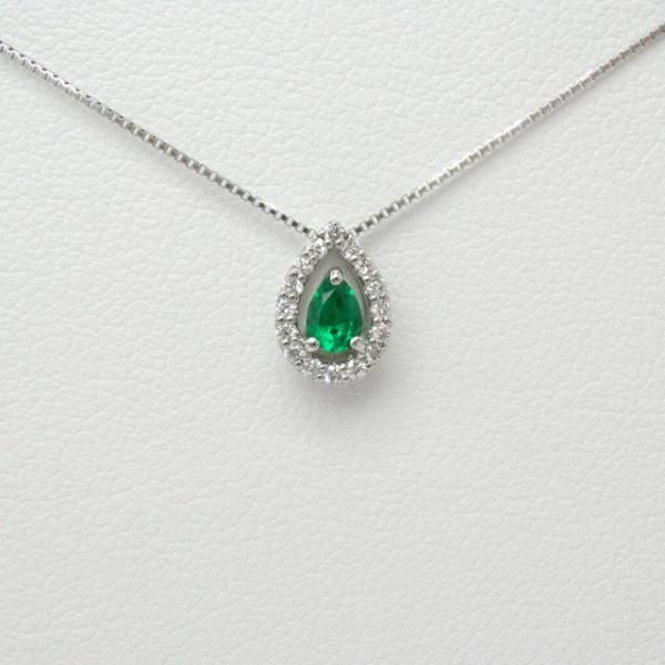 エメラルド ダイヤモンドネックレス EM 0.13ct D 0.09ct 45cm Pt950 日