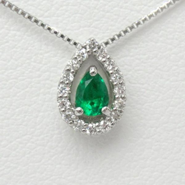 の*弁様 エメラルド　ダイヤモンド　ネックレス　トップ エメラルド ダイヤモンドネックレス EM 0.13ct D 0.09ct 45cm