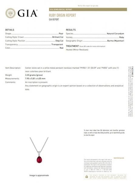 ミャンマー産ペアシェイプルビー ダイヤモンドネックレス R 1.51