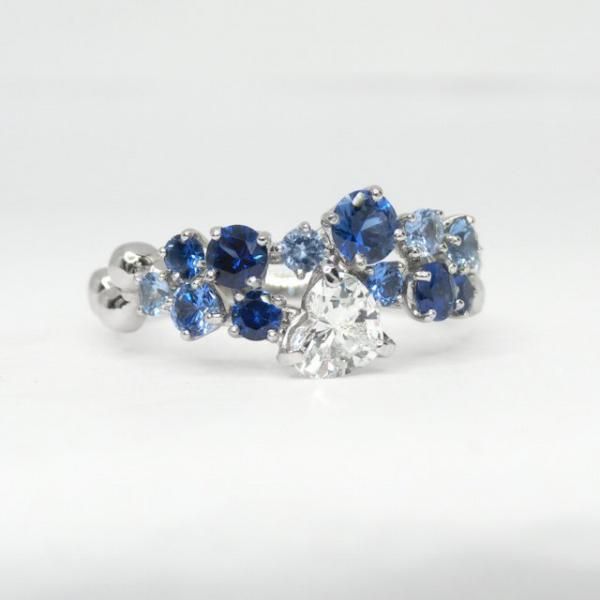 ハートシェイプダイヤモンド ブルーサファイアリング D 0.292ct ハートシェイプダイヤモンド ブルーサファイアリング D 0.292ct