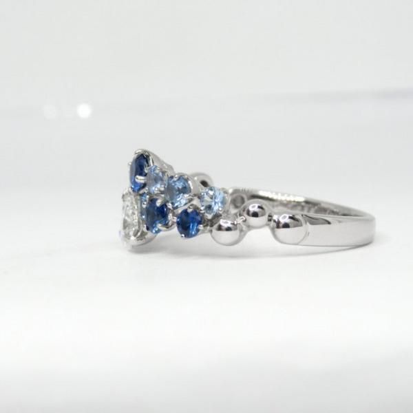 ハートシェイプダイヤモンド ブルーサファイアリング D 0.292ct ハートシェイプダイヤモンド ブルーサファイアリング D 0.292ct