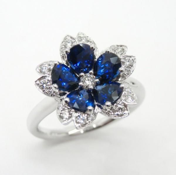 サファイア ダイヤモンドフラワーモチーフリング SA 1.67ct D サファイア ダイヤモンドフラワーモチーフリング SA 1.67ct D