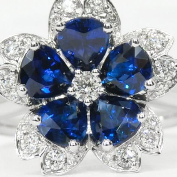 サファイア ダイヤモンドフラワーモチーフリング SA 1.67ct D サファイア ダイヤモンドフラワーモチーフリング SA 1.67ct D