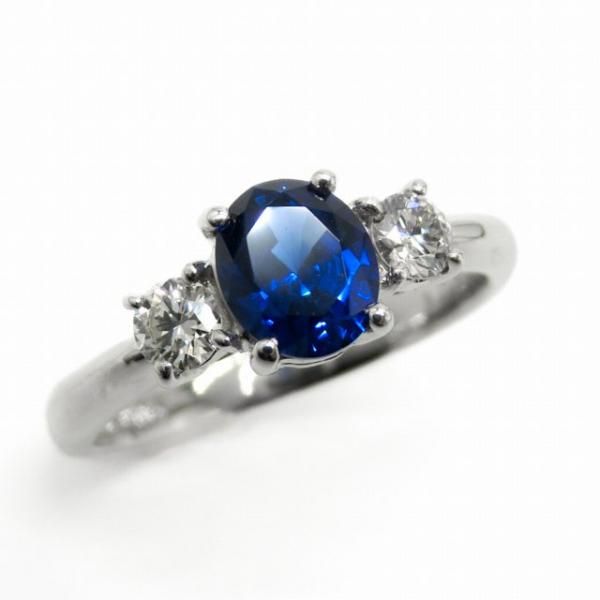 最新の激安 SA ダイヤモンドリング サファイア 0.90ct GIA Pt950 0.20ct D サファイア