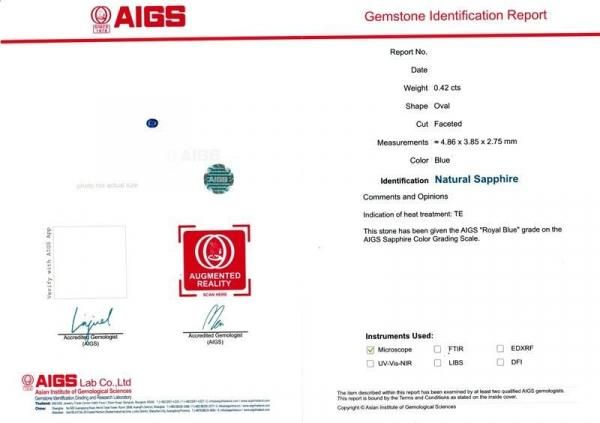 ブルーサファイア ダイヤモンドリング SA 0.42ct D 0.11ct K18YG AIGS