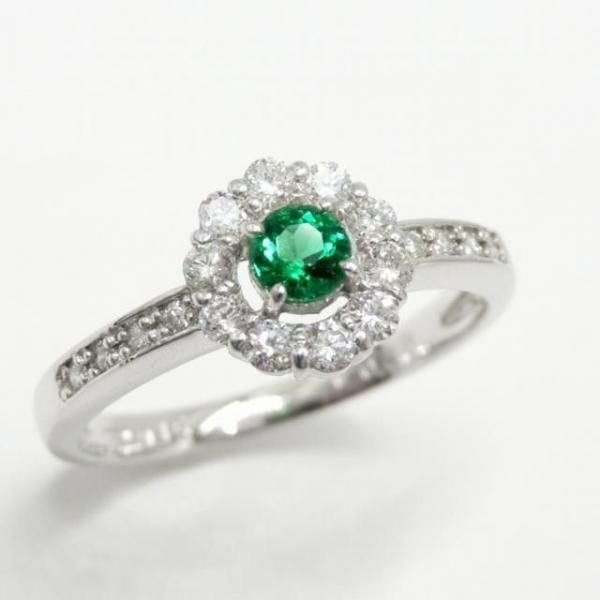 再結晶エメラルド　リング エメラルド ダイヤモンドリング EM 0.16ct D 0.32ct Pt950 日独