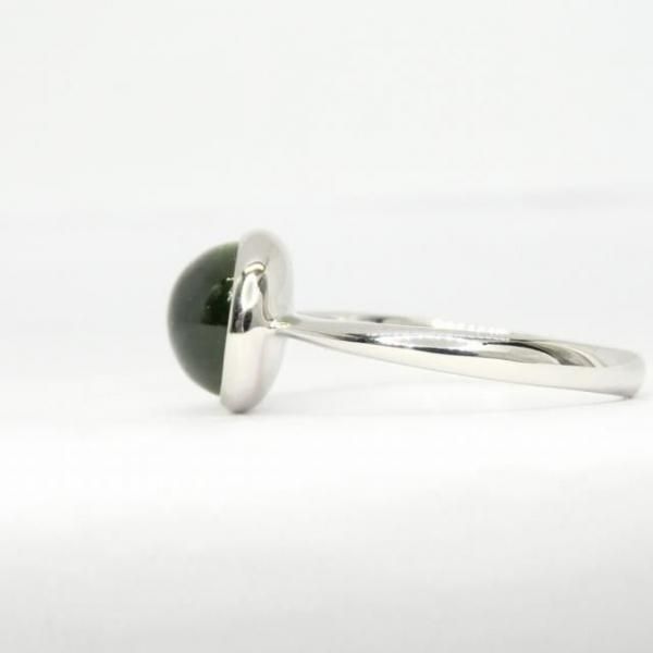 カボションペリドット ダイヤモンドリング PE 3.76ct Pt900 GGSJ鑑別書付