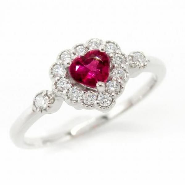 【人気ショップが最安値挑戦！】 ハートシェイプルビー ダイヤモンドリング R 0.278ct D 0.15ct アクセサリー