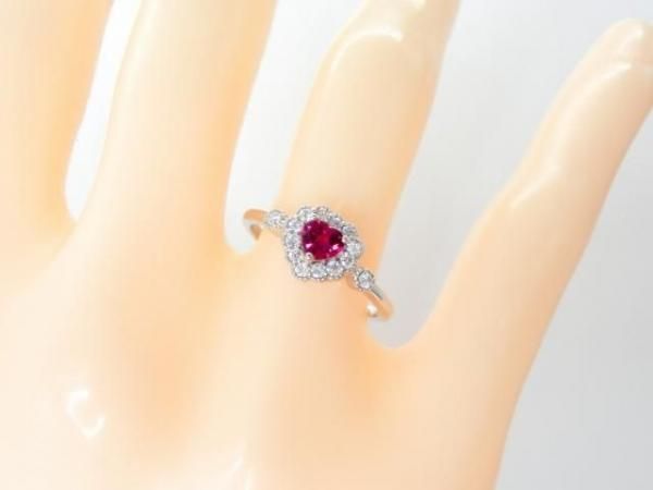 ハートシェイプルビー ダイヤモンドリング R 0.278ct D 0.15ct