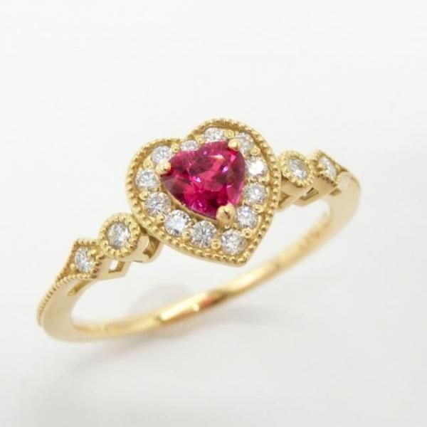 ハートシェイプルビー ダイヤモンドリング R 0.428ct D 0.16ct