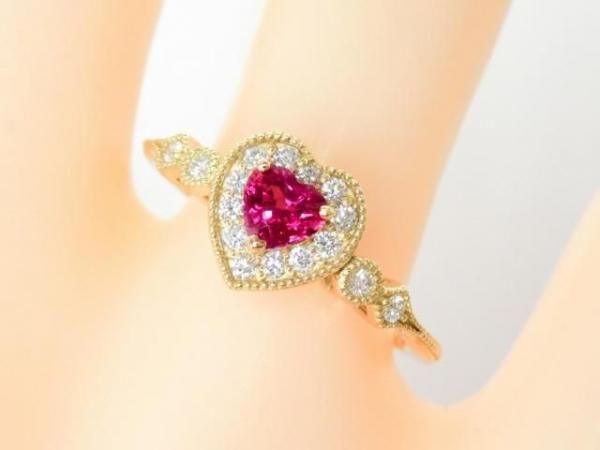 ハートシェイプルビー ダイヤモンドリング R 0.428ct D 0.16ct
